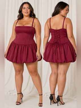 TA3 Squarey Convertible Bubble Dress Cabernet 2X Regular Long NWT